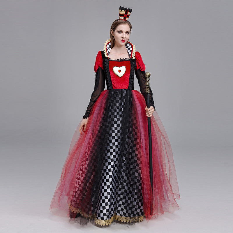 Alice In Wonderland Halloween Cosplay Red Queen Dress Suit Adult ...