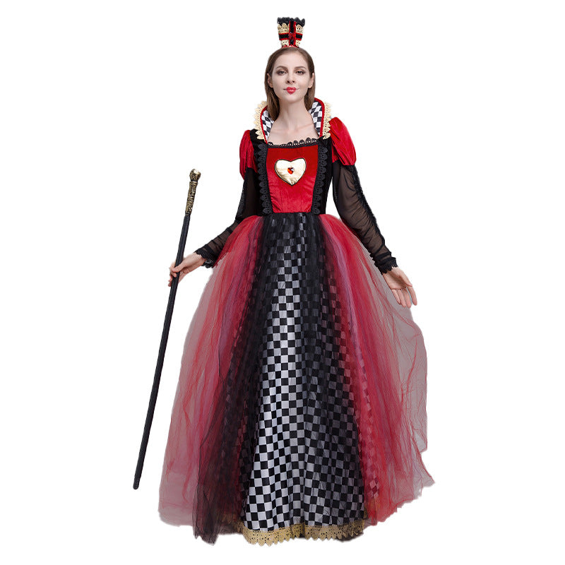 Alice In Wonderland Halloween Cosplay Red Queen Dress Suit Adult ...