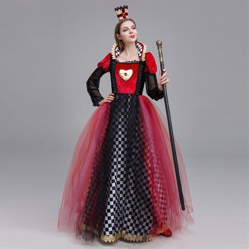 Alice In Wonderland Halloween Cosplay Red Queen Dress Suit Adult ...