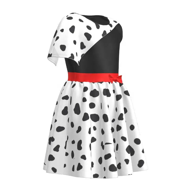 Cruella Movie Cosplay Black White Spots Deville Girls Kids Dress ...