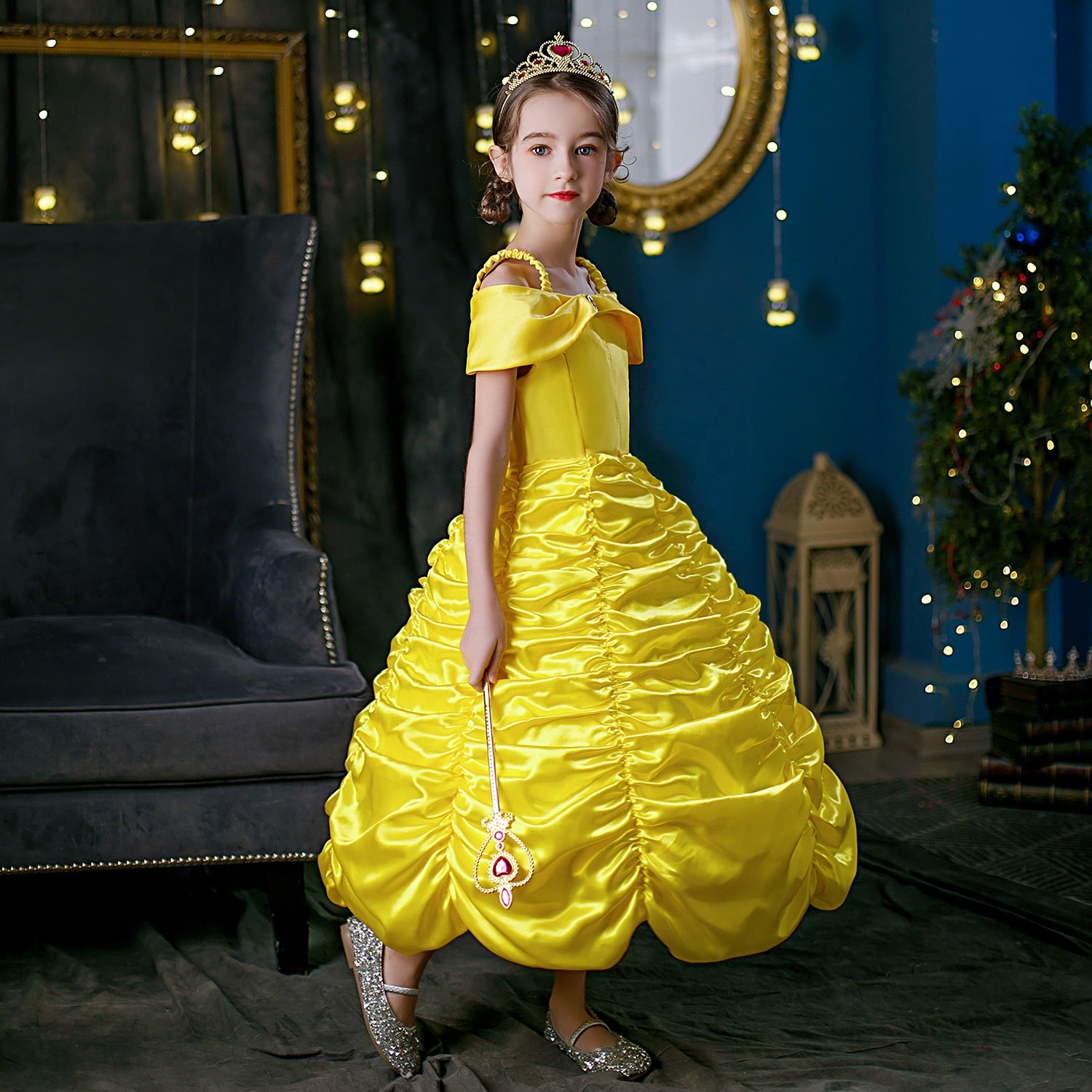 Beauty And The Beast Cartoon Birthday Dress Belle Princess Cosplay ...