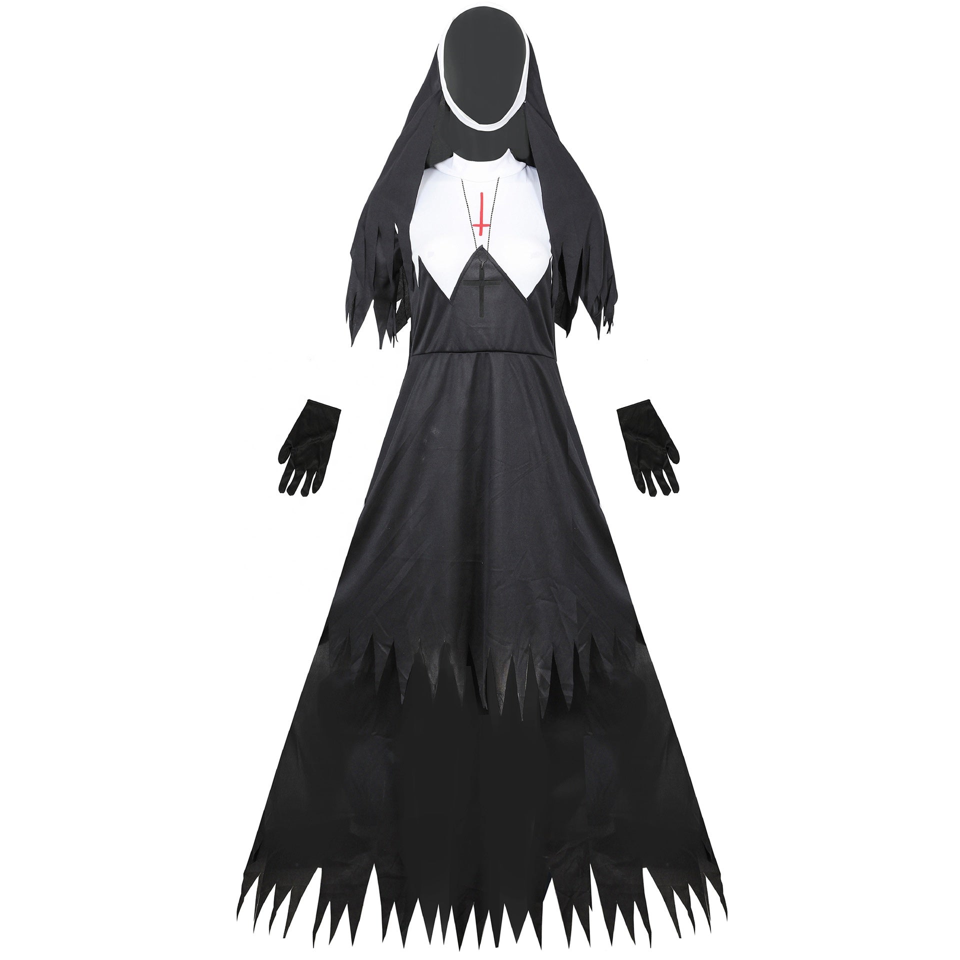 Halloween Cosplay The Nun Movie Monastery Blood Devil Women Nun Costume ...