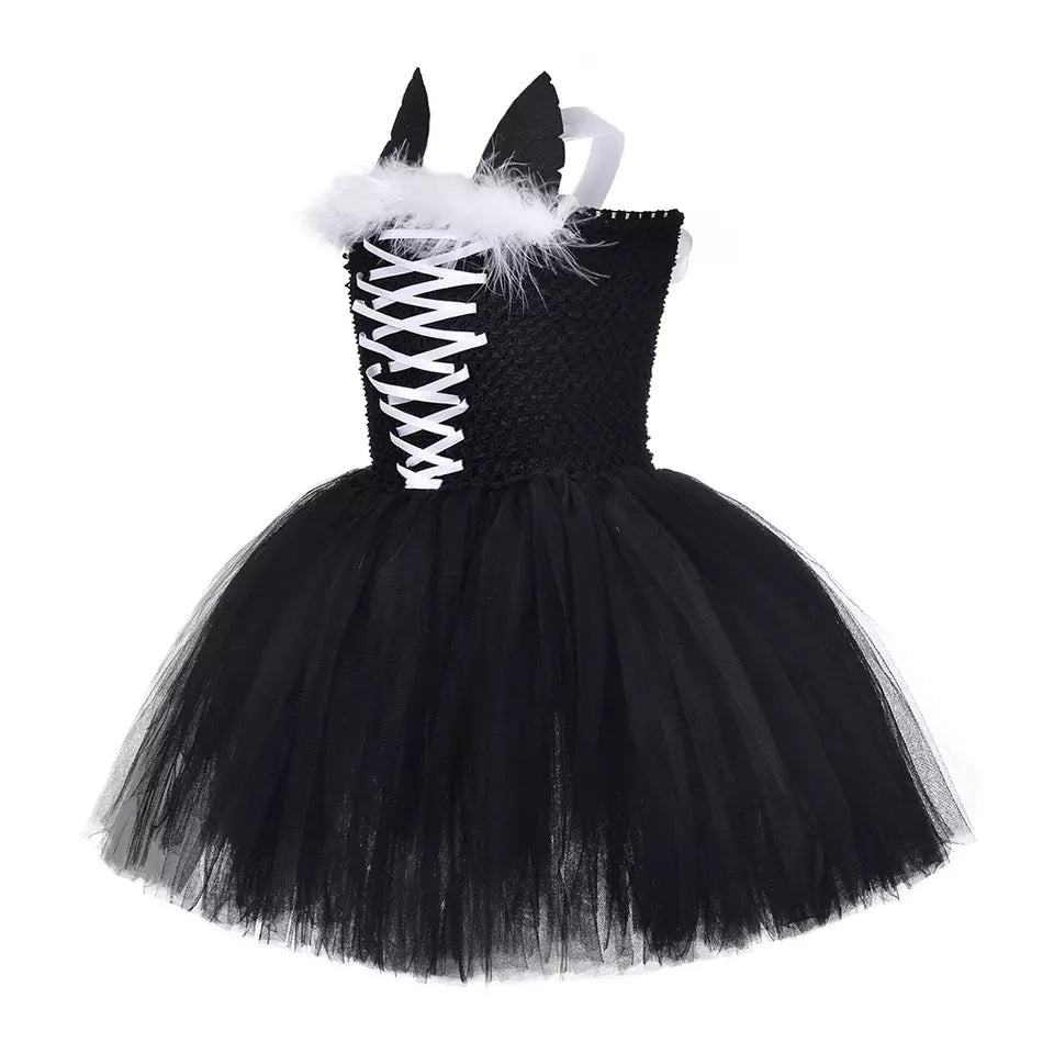 Halloween Princess Dress Kids Black Cat Cosplay Costume Cute Girl Tutu ...