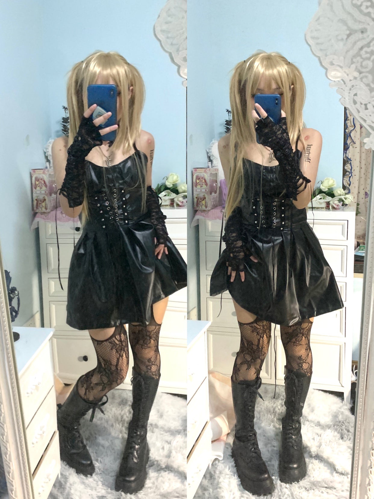 Death Note Anime Cosplay Misa Amane Black Dress Women Costume hbmccostume
