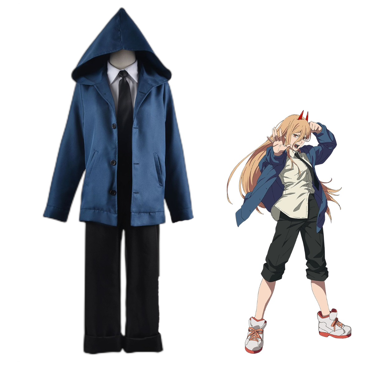 Chainsaw Man Anime Power Costume Blood Fiend Cosplay Blue Suits –  hbmccostume